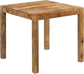 Square Mango Wood Dining Table, Rustic Brown Solid Hardwood, Durable Kitchen Furniture for 4 Person Meals, Easy Assembly, 31.5 x 32.3 Inch