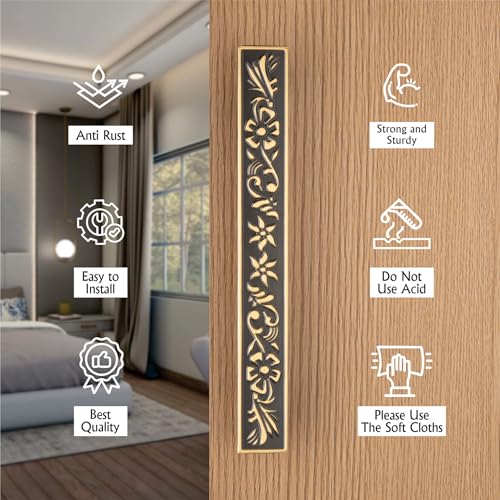 Image of COMPASS 12 inch Brass Main Door Handle | Door Handles for Main Door | Pull Handles for All The Doors of House | Office | Hotels | PH-214 (Pack of 1, Antique Finish)