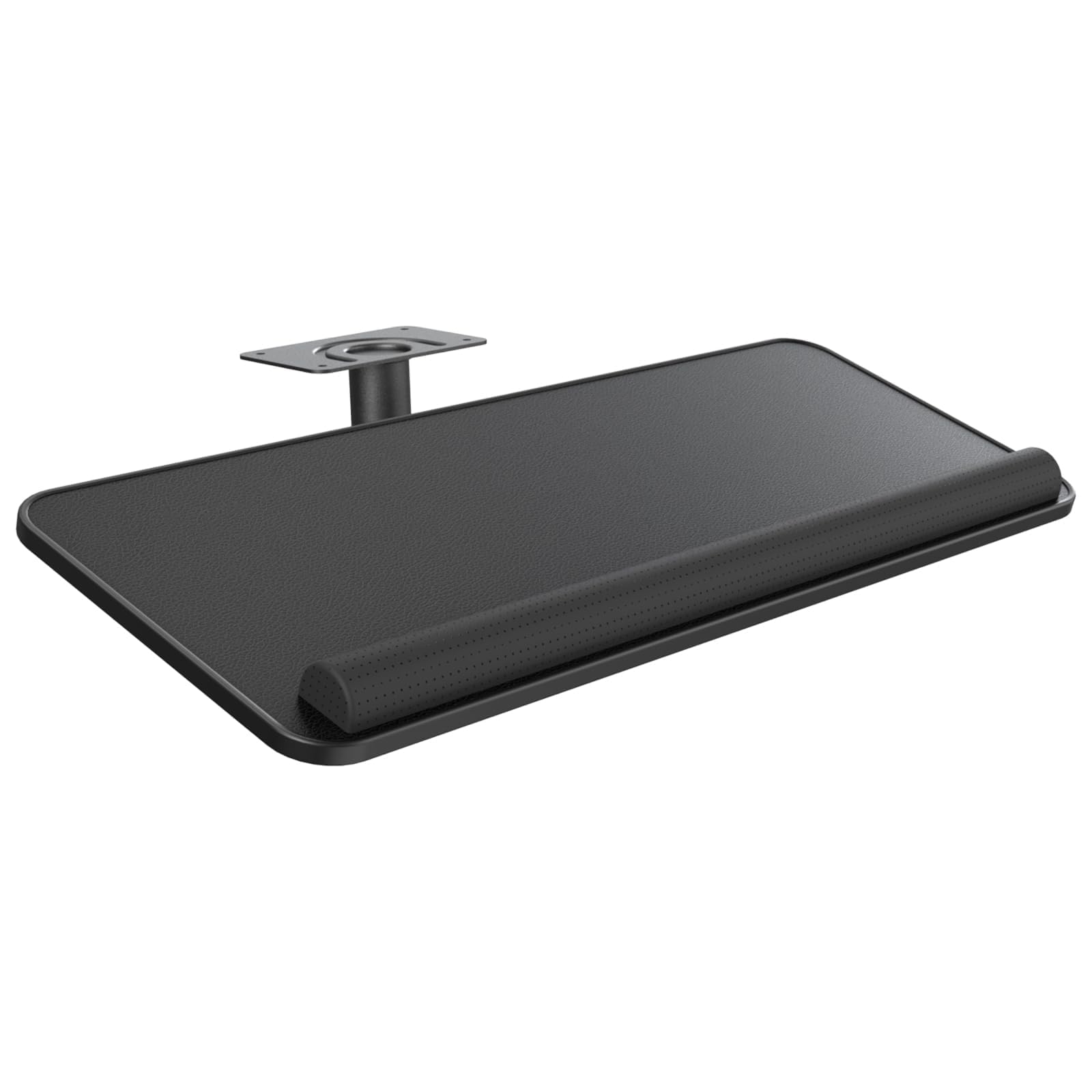 Tilt Rotating Keyboard Tray Under Desk - Klearlook [Underdesk Mount] 360° Swivel PU Leather Drilling Keyboard Drawer w/Wrist Rest,Adjustable Mouse&Keyboard Desk Extender,25"x10.35"Keyboard Riser-Black