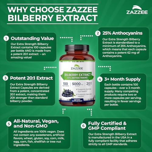 Zazzee Extra Strength Bilberry 20:1 Extract