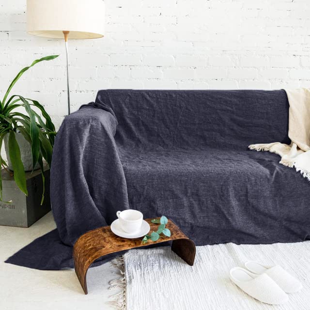AITIHYA France Linen Sofa Covers For Living Room Flax Soft Removable Sofa Cushion Cover Protector Washable Couch Covers 1/2/3 Seat-dark grey,200x230cm