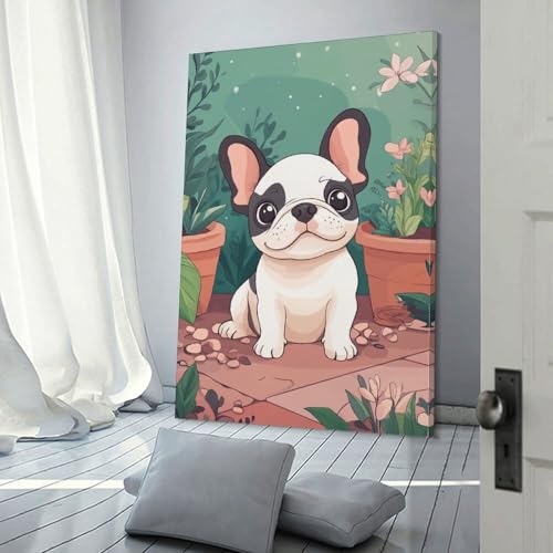 Tableau bouledogue français déco murale sur toile salon 30x45cm - 3