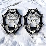 YEZOND アイゼン 登山 ブラック 32本爪 軽量 チェーンスパイク 3秒着脱 Lサイズ：25.0〜26.5cm 凍結道路 滑り止め 雪山 登山 ハイキング 穴釣り 磯釣り 沢登り 転倒防止 収納袋付き 男女兼用