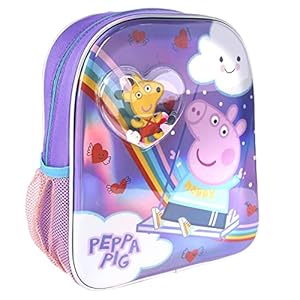 CERDÁ LIFE’S LITTLE MOMENTS, Mochila Infantil con Burbuja y Confetti de Peppa Pig-Licencia Oficial Nickelodeon para Niñas, Morado, Edad recomendada-2-6 años