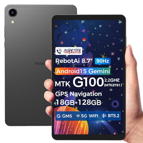 RebotAi Tablet 8.7" Android 15 4G LTE Mediatek Helio G100, 18GB(6+12) RAM 128GB ROM / 1TB TF, 90Hz Display, Widevine L1,...