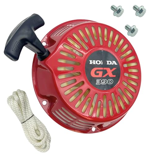 KINDZA Recoil Starter for Honda GX390 GX340 389 420 439 cc 11 13 hp Generator Replaces 28400-ZE3-W01ZA 28400-Z5T-305ZA with OEM Emblem GX390 Recoil Starter Bolts and Rope