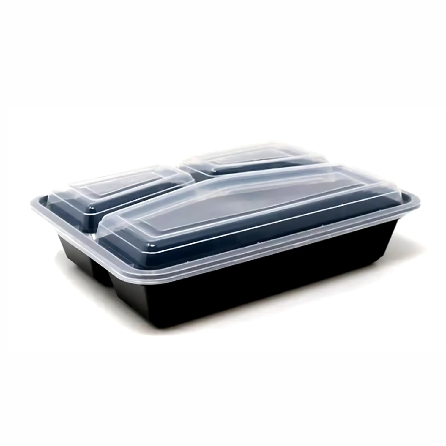 Dowell Online Black Plastic Meal Prep Containers with Lids BPA-Free Rectangle Food Storage Boxes, Microwave & Freezer Safe for Takeaway & Kitchen Organisation (23x18x6.5cm) (10)
