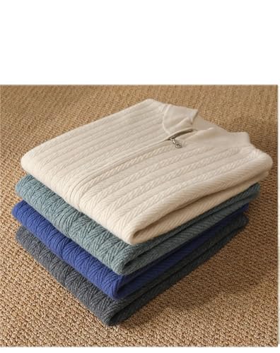 Men's Merino Wool Sweater with Zipper Stand Up Collar Sports Knit Cardigan3