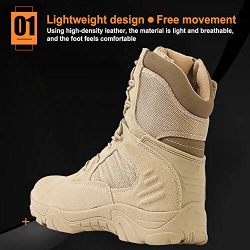 8 Inch Tactical Military Boots for Men & Women - Side Zipper Combat Work Shoes Hiking Trekking Mountaineerin Boots3