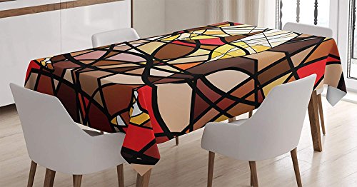 BoloHome Winery Decor Cotton Linen Tablecloth 54x54inch, Champagne Glasses on Colorful Abstract Background Shades Classic Celebration, Table Covers for Dinning Wedding Banquet