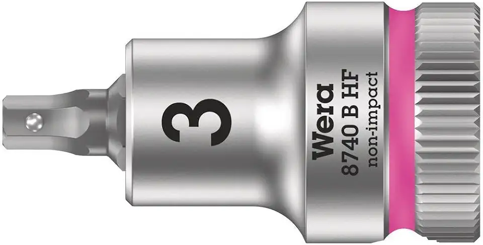 WERA 8740 B HF 3/8-Inch Drive Hex-Plus Bit Socket with Holding Function, 3 mm Tip Size x 35 mm Length