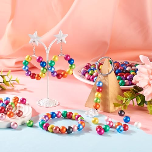 PandaHall 280pcs Colorful Wooden Beads 10mm Wood Round Ball Spacer Loose Beads Bulk for Macrame Garland Crafts DIY Jewelry Making - Image 2