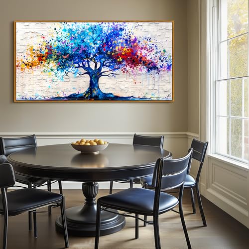 SERIMINO Tree of Life Large Framed Wall Art Prints, Colorful Tree Abstract Graffiti Canvas Painting, Nature Plant Fantasy Artwork for Walls, Modern Wall Decor Living Room Bedroom Home Office 30"X60"