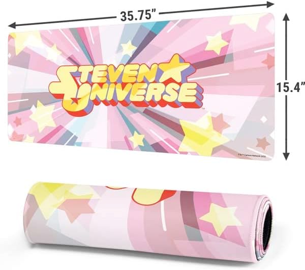 Skinit Extra Large Gaming Mouse Pad - Officially Licensed Steven Universe Logo Design with Stitched Edges, Waterproof, Non-Slip Rubber Base, Desk Mat for Keyboard & Mouse, 35.75" x 15.4" inches
