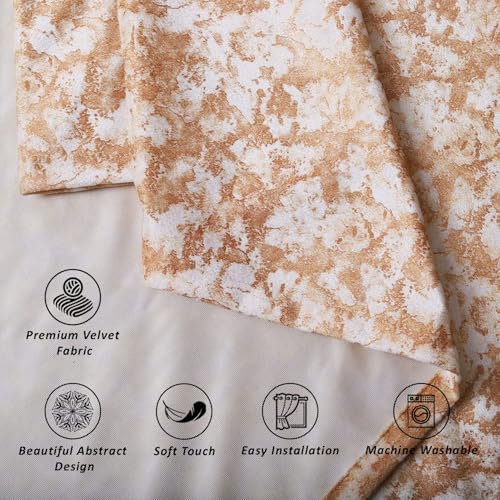 Image of Homestan Abstract Design Velvet Long Door Curtains 9 Feet Long Set of 2 for Home Decor (9 X 4.5 Feet, Off White)