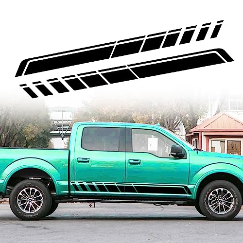 Image of ramuel Sports Racing Strip Stickers Side Skirt Vinyl Decals(2PCS,Black