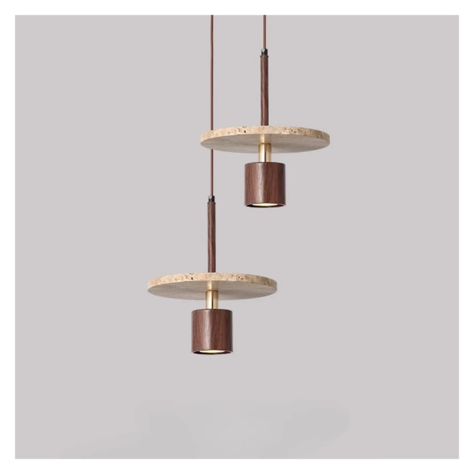 KXEcoLife Travertine Pendant Light Kitchen Island Chandelier Natural Stone Marble Wood Dining Bedroom Bedside Aisle Hanging Lamp