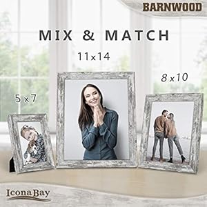 Icona Bay 8x10 Pony Gray Picture Frame, Country Rustic Style 8 x 10 Photo Frame, Table Top or Wall Mount, Barnwood Collection Icona Bay 8×10 Pony Gray Picture Frame Country Rustic Style 8 x 10 Photo Frame Table Top or Wall Mount Barnwood Collection