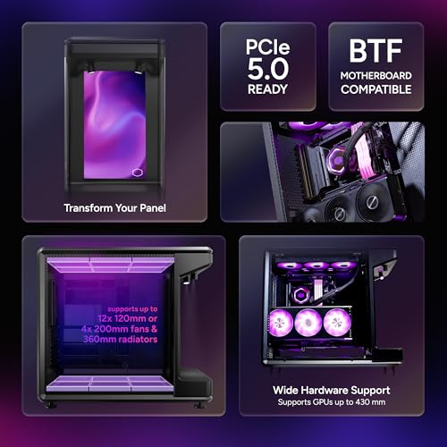 Image of Cooler Master MasterFrame 360 Stage LCD ATX Mid-Tower PC Case - Front Showcase Stage with Spotlight & LCD Display, Supports 430mm GPUs & 360mm Radiators, PCIe 5.0 Ready, Up to 12x120mm Fans, USB-C