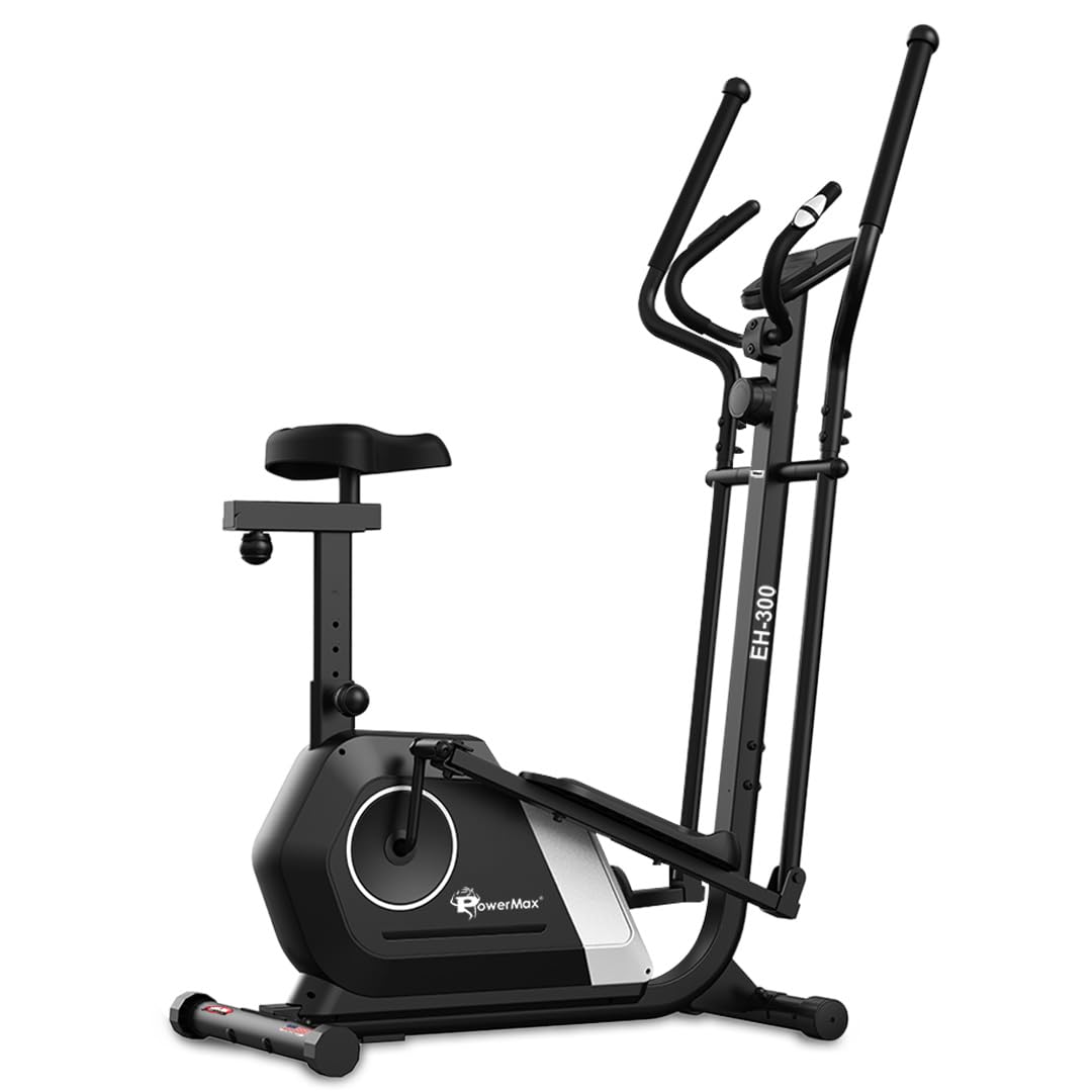 PowerMax EH-300 Elliptical Cross Trainer for Home Gym Workout Machine Adjustable Seat, LCD Display,Max User Weight 100kg, Hand Pulse Sensor, Anti Slip Pedal & 8 Level Resistance, Flywheel: 6KG Red-image-35