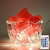 V.C.Formark USB Himalayan Salt Lamp Bowl with Natural Crystal Chunks, 16 Colors & 4 Light Mode LED Remote Control Salt Rock Lamp, Perfect for Gift,Yoga,Office