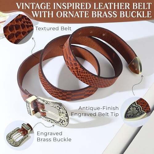 Image of 25mm Genuine Leather Waist Belt for Women - Fancy Vintage Buckle Belt For Jeans | Stylish Adjustable Party Belt For Ladies /Girls /Women | Waist Size 28-44 Inches