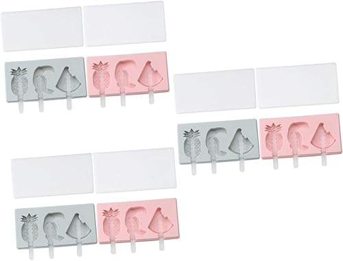 Zerodeko 6 juegos de moldes de silicona para tartas de paletas de helado, moldes de helado de frutas, moldes para helados con tapas, moldes de