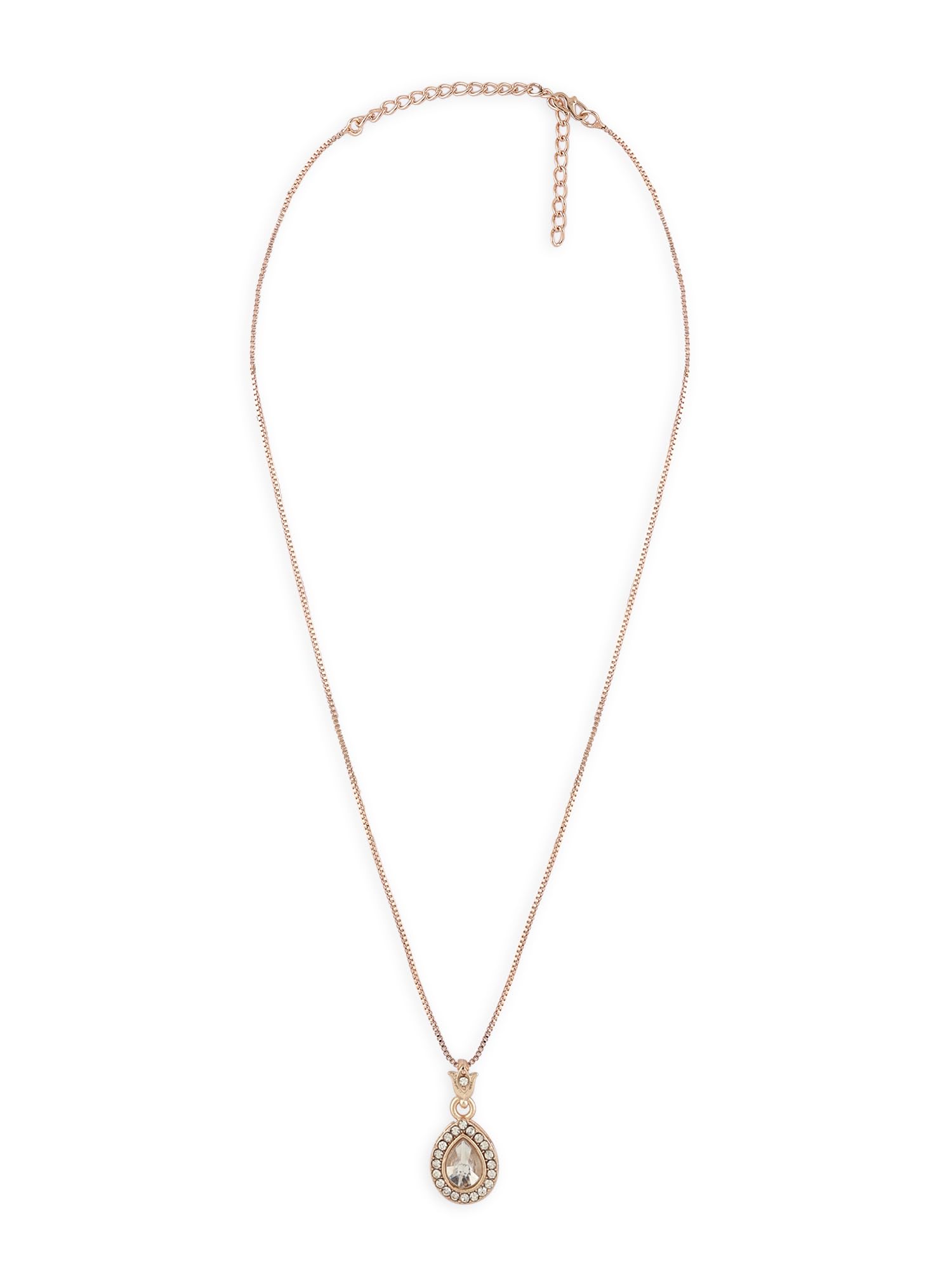 ZAVERI PEARLS Rose Gold Contemporary Austrian Diamond Embellished Drop Shape Pendant & Chain For Women-ZPFK16812 (B0CL2DQZK6) Amazon Price History, Amazon Price Tracker