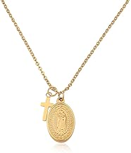 GD GOOD.designs EST. 2015 Marie Necklace Gold Silver Rose Gold for Women Water Resistant Madonna Necklace with Small Stainless Steel Cross Pendant I Adjustable Size 40+5cm
