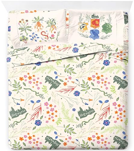 Image of Jay Franco Sheet Set with Fitted, Flat Sheets & Pillow Cover - Ultra-Soft Bedding with Pillowcase for Room Decor, Multi - Harry Potter, 4 Piece Queen
