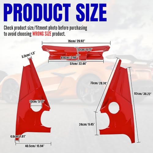 Image of Red Engine Compartment Surround Overlay,ABS Plastic Engine Bay Panel Cover Trim Side Panel Center Strut Cover for Corvette C8 Stingray 2020+ for C8 Z06 /E-Ray 2023+