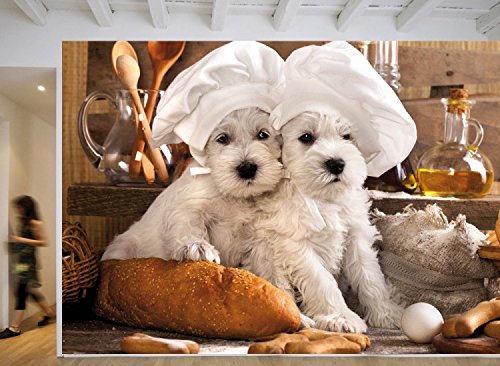 1art1 Hunde Zwei Zuckersüße Hündchen, 3-Teilig Fototapete Poster-Tapete 360x250 cm