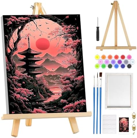MOGTAA Kit de pintura de flor de cerejeira por números para adult...