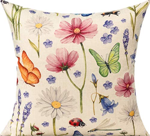All Smiles 2019ASC339SET4-50X50 20X20 Outdoor Throw Pillow Covers Summer Spring Garden Flowers Farmhouse Décor Outside Furniture Bench Decorative Cushion Set Of 4 thumb #3