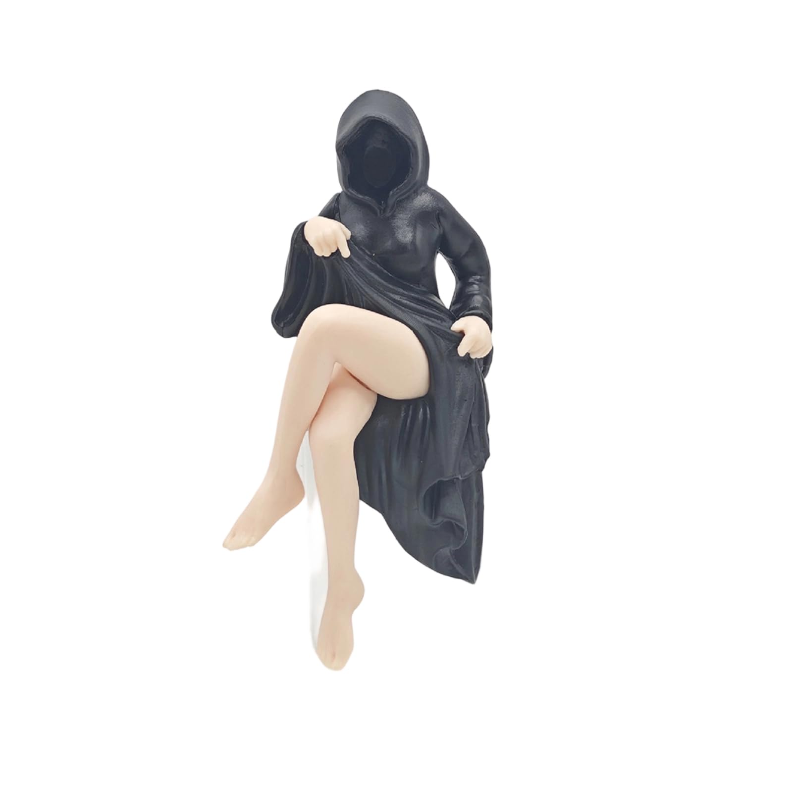 Pasisuu Ghost Girl Hooded Sculpture Ethereal Mysterious Statue Gothic Queen Character Robe Figurine for Bookshelf Desktop Decor 7cm-12.2cm Black Resin Craft Home Ornaments I