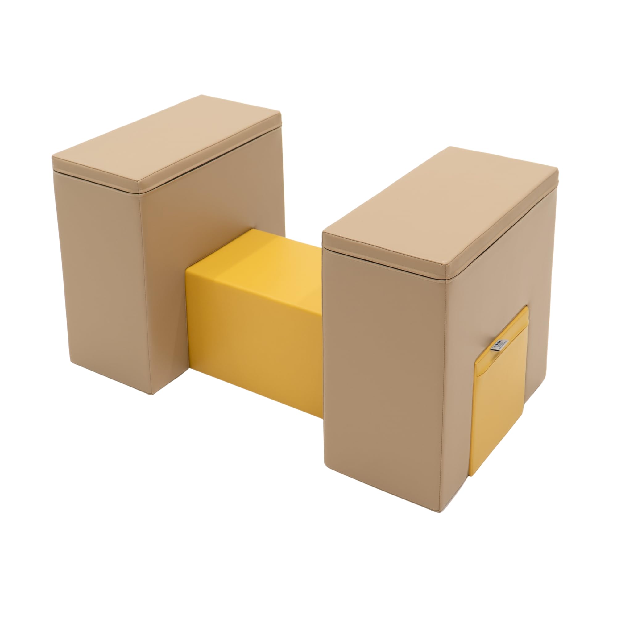 IGLU SOFT PLAY Zestaw do wspinaczki dla dzieci, do użytku wewnątrz i na zewnątrz, mostek balansowy (beżowy miodowy) | Skóra wegańska | nie zawiera BPA i ftalanów | certyfikat CE | wspomaga równowagę i motorykę | łatwa do czyszczenia | lekka