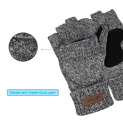 Winter Knitted Fingerless Gloves Thermal Insulation Warm Convertible Mittens Flap Cover for Men Women