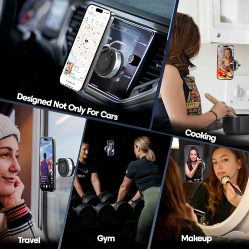Image of Sounce Universal Magnetic Phone Mount with 360 Rotation and Cup, Designed for Hands-Free Use in Cars, Home Gyms, Mirrors, and Showers, Compatible with All Smartphones - Extended