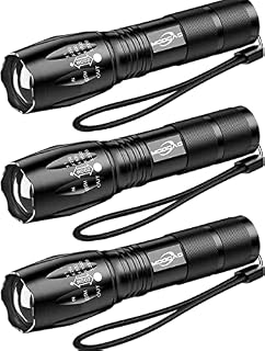 Ultra-Bright Flashlights, 2000 Lumens T6 LED Tactical Flashlight, Zoomable Adjustable Focus, IP65 Water-Resistant, Portable, 5 Light Modes for Indoor and Outdoor,Camping,Emergency,Hiking (3 Pack)