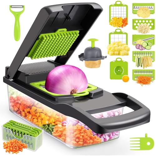 Vegetable Chopper Cutter 14-in-1 Slicer Cheese Grater Food Salad Veggie Chopper with Container for Onion Salad
