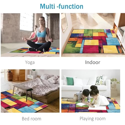 Paillasson extérieur 60x90 cm à blocs multicolores abstraits - 6