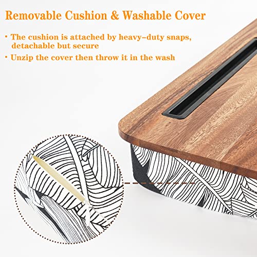 Yifan Laptop Lap Desk With Cushion, Walnut Wood Platform Laptop Lap Desk With Phone Holder And Anti-Slip Stopper (Fits Up To 17 Inches Laptops) #TOP2