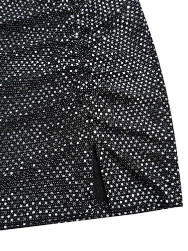 MakeMeChic Women's Sequin Mini Skirts Sparkly Glitter Low Waisted Y2k Party Skirt3