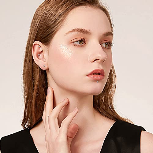 Helicopchain 20Pcs 16G Hypoallergenic Stainless Steel Lip Studs Labret Piercing With 3mm CZ Cartilage Tragus Helix Monroe Piercing Stud Jewelry 6mm 8mm 10mm3