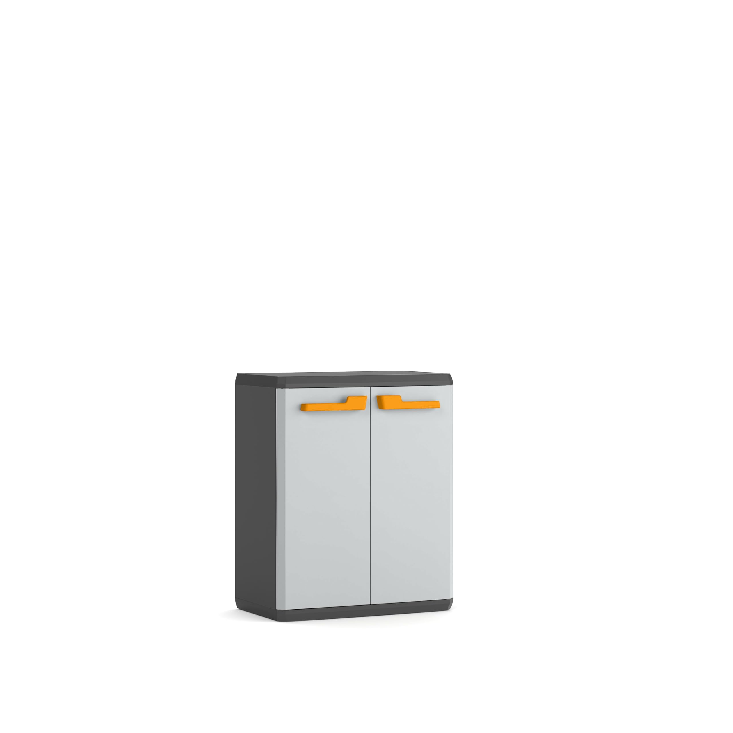 Keter Armoire Basse Rio, Idéale pour Garage et Balcon, avec 1 Étagère Réglable, Gris, 68 × 39 × 83 cm