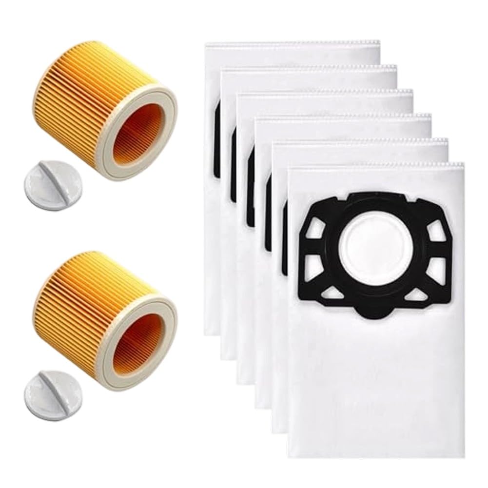 Lot de 6 sacs et filtres de rechange pour aspirateur Kärcher WD3, WD2 et WD4.5 - 6 sacs + 2 filtres en non-tissé pour un nettoyage efficace