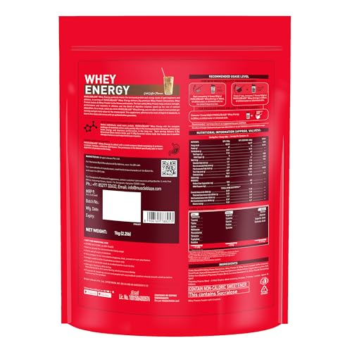 Image of MuscleBlaze Whey Energy (Cold Coffee, 1kg / 2.2lbs) | 24g Protein, 100% Whey Protein Blend, Added Digestive Enzymes