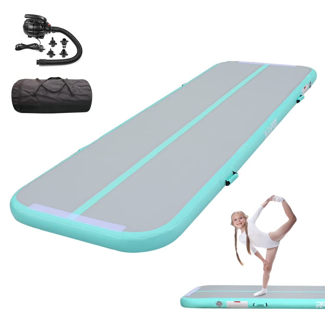 PPXIA Air Mat Gymnastics Mat Inflatable Tumbling Mat, Tumble Tracks Training Mats with Electric Air Pump for Cheerleading/Gym/Outdoor/Yoga/Water/School Use