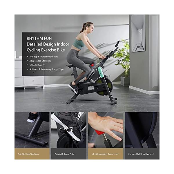 RHYTHM-FUN-APP-Applied-Exercise-Bike-Indoor-Cycling-Bike-Stationary-Bikes-Super-Quiet-Magnetic-Resistance-Quiet-Belt-Cycle-Bike-for-Home-Cardio-Workout-with-APPLCD-MonitorHeavy-Flywheel-Home-Gym RHYTHM FUN Exercise Bike Indoor Cycling Bike Stationary Bikes Super Quiet Magnetic Resistance Bike Quiet Belt Cycle Bike for Exercise Cardio Workout With Cycle APP/LCD Monitor/Heavy Flywheel Home Gym