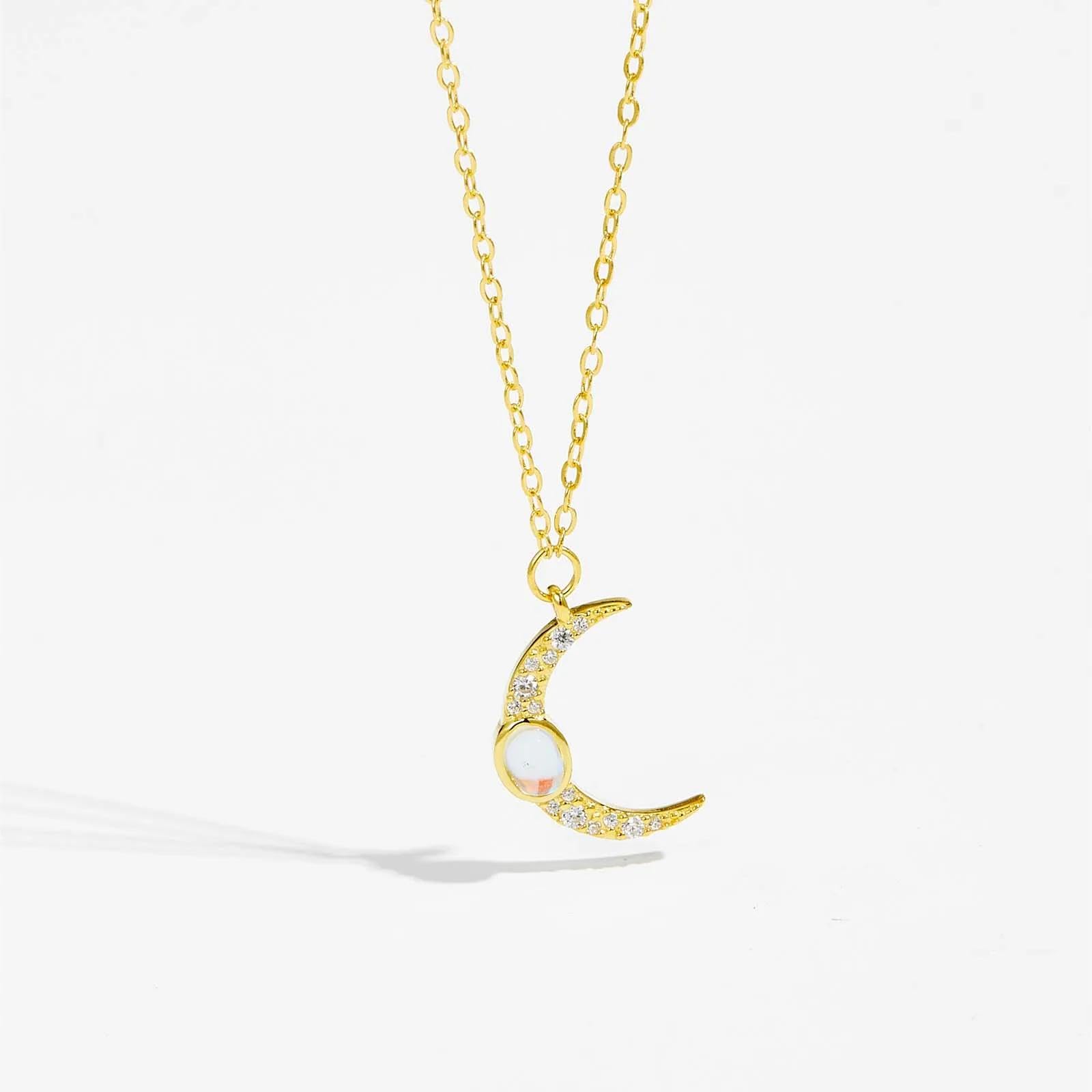 Halskette Ketten Schmuck Herren Frauen Anhänger Necklacemond Opale Anhänger Lange Kette Halskette Hochzeit